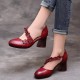 Plus Size Women Retro Date Shoes Floral Embellished Chunky High Heels Plus Size Women Retro Date Shoes Floral Embellished Chunky High Heels