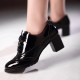 Large Size Women Lace up Comfy Retro Glossy Oxfords Heels Large Size Women Lace up Comfy Retro Glossy Oxfords Heels