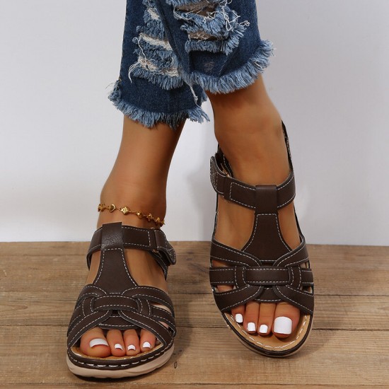 Women’s Summer Comfort Round Toe Hand Sewn Plus Size Platform Sandals Women’s Summer Comfort Round Toe Hand Sewn Plus Size Platform Sandals
