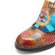 Genuine Leather Bohemian Ethnic Style Buckle Comfy Floral T strap Heels Genuine Leather Bohemian Ethnic Style Buckle Comfy Floral T strap Heels