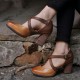 Plus Size Women Retro Brown Date Shoes Belt Buckle Chunky High Heels Plus Size Women Retro Brown Date Shoes Belt Buckle Chunky High Heels