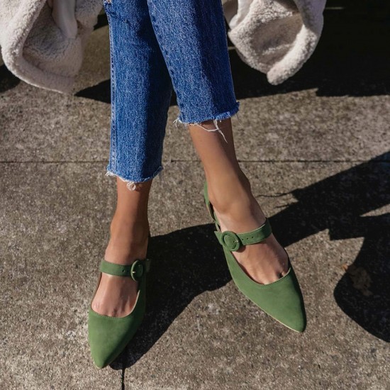 Women Elegant Pointed Toe Solid Color Ankle Buckle Strap Slip On Chunky Heel Pumps Women Elegant Pointed Toe Solid Color Ankle Buckle Strap Slip On Chunky Heel Pumps
