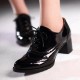 Large Size Women Lace up Comfy Retro Glossy Oxfords Heels Large Size Women Lace up Comfy Retro Glossy Oxfords Heels