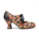 SOCOFY Women Elegant Graceful Little Flowers Printed Comfy Wearable Lace Up Stitching Chunky Heel Pumps SOCOFY Women Elegant Graceful Little Flowers Printed Comfy Wearable Lace Up Stitching Chunky Heel Pumps