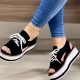 Large Size Summer Casual Platform Lace Up Canvas Sandals For Women Large Size Summer Casual Platform Lace Up Canvas Sandals For Women