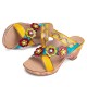 Casual Leather Floral Woodgrain Backless Comfy Chunky Heel Sandals Casual Leather Floral Woodgrain Backless Comfy Chunky Heel Sandals