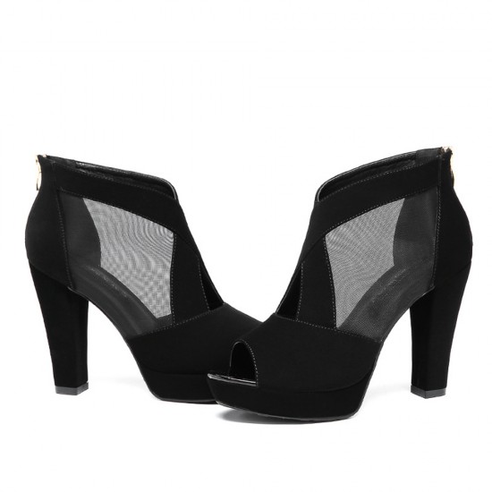 Women Casual Corduroy Chunky Heel Peep toe Pumps Shoes Women Casual Corduroy Chunky Heel Peep toe Pumps Shoes