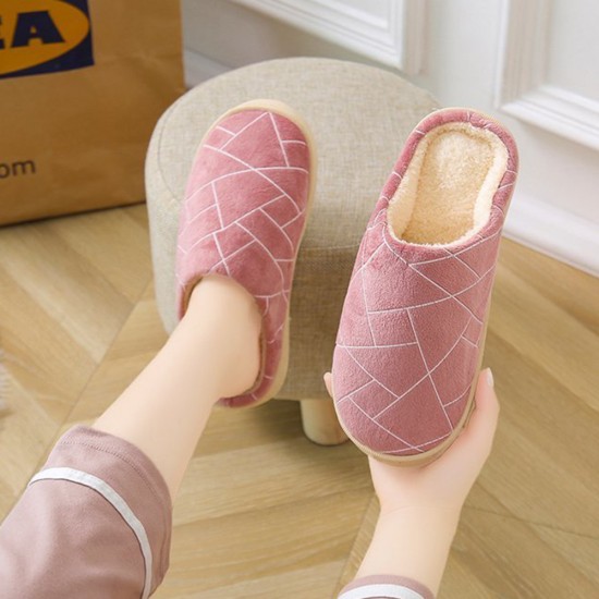 Women Casual Geometric Printing Closed Toe Warm Lining Home Slippers Women Casual Geometric Printing Closed Toe Warm Lining Home Slippers