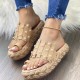 Plus Size Women Casual Summer Beach Vacation Pearls Decor Espadrilles Platforms Thumb Slippers Plus Size Women Casual Summer Beach Vacation Pearls Decor Espadrilles Platforms Thumb Slippers
