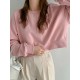 Women Long Sleeve Solid Round Necked Narrow Hem Pullover Sweatshirt Women Long Sleeve Solid Round Necked Narrow Hem Pullover Sweatshirt