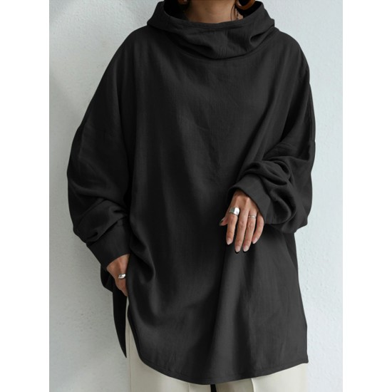 Women 100 Cotton Solid Color Wide Collar Button Cuffs Hoodie Women 100 Cotton Solid Color Wide Collar Button Cuffs Hoodie