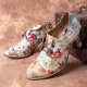 SOCOFY Fresh Natural Flowers Leaves Printed Comfy Wearable Chunky Heel Women Casual Lace Up Pumps SOCOFY Fresh Natural Flowers Leaves Printed Comfy Wearable Chunky Heel Women Casual Lace Up Pumps