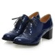 Large Size Women Lace up Comfy Retro Glossy Oxfords Heels Large Size Women Lace up Comfy Retro Glossy Oxfords Heels