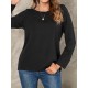 Women Solid Color Basic Designed Pleats Round Neck Long Sleeve Casual Blouses Women Solid Color Basic Designed Pleats Round Neck Long Sleeve Casual Blouses