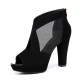 Women Casual Corduroy Chunky Heel Peep toe Pumps Shoes Women Casual Corduroy Chunky Heel Peep toe Pumps Shoes