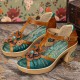 Genuine Leather Retro Three dimensional Flower Comfy Breathable Hollow Heeled Sandals Genuine Leather Retro Three dimensional Flower Comfy Breathable Hollow Heeled Sandals