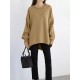 Women Loose Thick Back Fork High Low Solid Casual Pullover Sweatshirt Women Loose Thick Back Fork High Low Solid Casual Pullover Sweatshirt