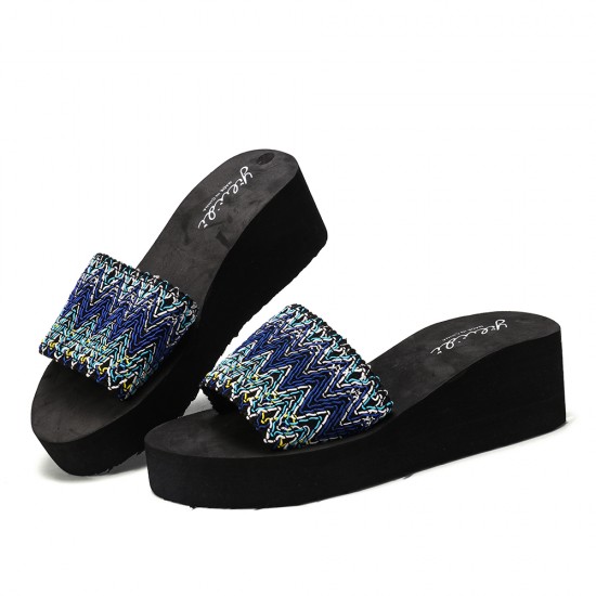 Women Colorful Wave Platform Opened Toe Slippers Women Colorful Wave Platform Opened Toe Slippers