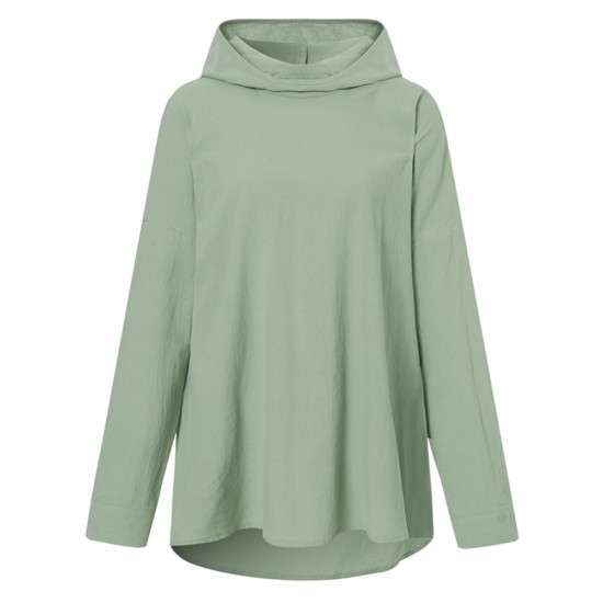 Women 100 Cotton Solid Color Wide Collar Button Cuffs Hoodie Women 100 Cotton Solid Color Wide Collar Button Cuffs Hoodie