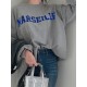 Women Solid Embroidery Words Casual Loose O Neck Street Fashion Sweatshirt Women Solid Embroidery Words Casual Loose O Neck Street Fashion Sweatshirt