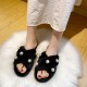 Women’s Pearl Inlay Warm Lined Casual Winter Plush Slippers Women’s Pearl Inlay Warm Lined Casual Winter Plush Slippers