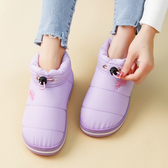 Women Warm Plush Waterproof Elastic Band Indoor Slippers Women Warm Plush Waterproof Elastic Band Indoor Slippers