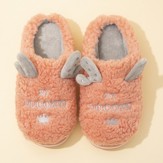 Women’s Cute Antlers Warm Lining Casual Home Plush Slippers Women’s Cute Antlers Warm Lining Casual Home Plush Slippers