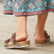 Genuine Leather Comfy Beach Vacation Bohemian Ethnic Floral Hook Loop Outdoor Wedges Sandals Genuine Leather Comfy Beach Vacation Bohemian Ethnic Floral Hook Loop Outdoor Wedges Sandals