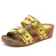 leather Hand Stitched Comfortable Breathable Perforated Buckle Wedge Sandals leather Hand Stitched Comfortable Breathable Perforated Buckle Wedge Sandals