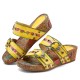 leather Hand Stitched Comfortable Breathable Perforated Buckle Wedge Sandals leather Hand Stitched Comfortable Breathable Perforated Buckle Wedge Sandals