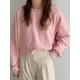 Women Long Sleeve Solid Round Necked Narrow Hem Pullover Sweatshirt Women Long Sleeve Solid Round Necked Narrow Hem Pullover Sweatshirt