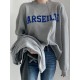 Women Solid Embroidery Words Casual Loose O Neck Street Fashion Sweatshirt Women Solid Embroidery Words Casual Loose O Neck Street Fashion Sweatshirt