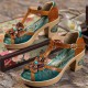 Genuine Leather Retro Three dimensional Flower Comfy Breathable Hollow Heeled Sandals Genuine Leather Retro Three dimensional Flower Comfy Breathable Hollow Heeled Sandals