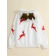 Women Christmas Printed Antler Fleece Thick Casual Hooded Sweatshirt Women Christmas Printed Antler Fleece Thick Casual Hooded Sweatshirt