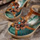 Genuine Leather Retro Three dimensional Flower Comfy Breathable Hollow Heeled Sandals Genuine Leather Retro Three dimensional Flower Comfy Breathable Hollow Heeled Sandals