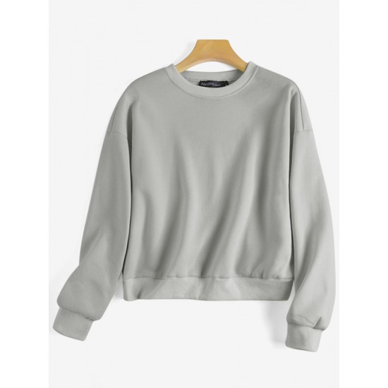 Women Thick Solid Puff Sleeve Solid Color O Neck Full Sleeve Pullover Sweatshirt Women Thick Solid Puff Sleeve Solid Color O Neck Full Sleeve Pullover Sweatshirt