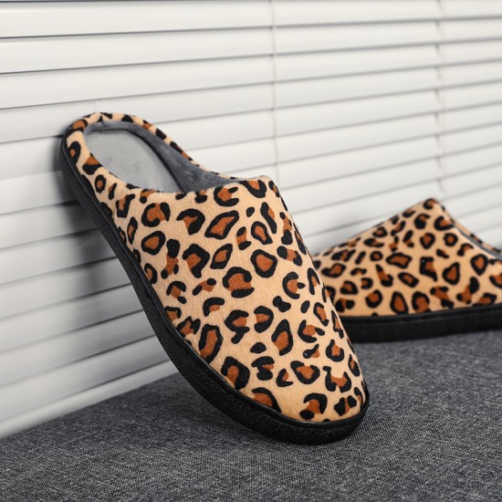 Men Leopard Cotton Warm Non Slip Wearable Sole Slip on Home Slipper Men Leopard Cotton Warm Non Slip Wearable Sole Slip on Home Slipper