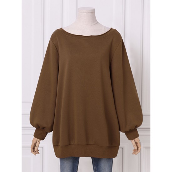 Women Puff Sleeve Solid Thick O Neck Preppy Homely Sweatshirt Women Puff Sleeve Solid Thick O Neck Preppy Homely Sweatshirt