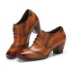 Genuine Leather Comfy Lace up Retro Square Toe Oxfords Heels Genuine Leather Comfy Lace up Retro Square Toe Oxfords Heels