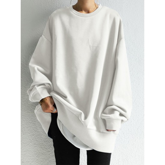 Women Solid Loose Basic All Match Commute Homely Outer Wear Sweatshirt Women Solid Loose Basic All Match Commute Homely Outer Wear Sweatshirt